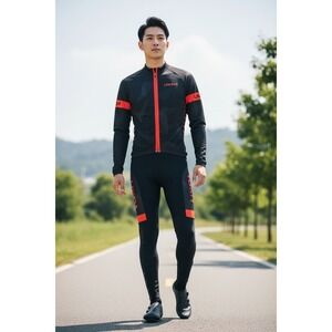Lixada Cycling Jacket Men's Black Red XL Polyester Spandex